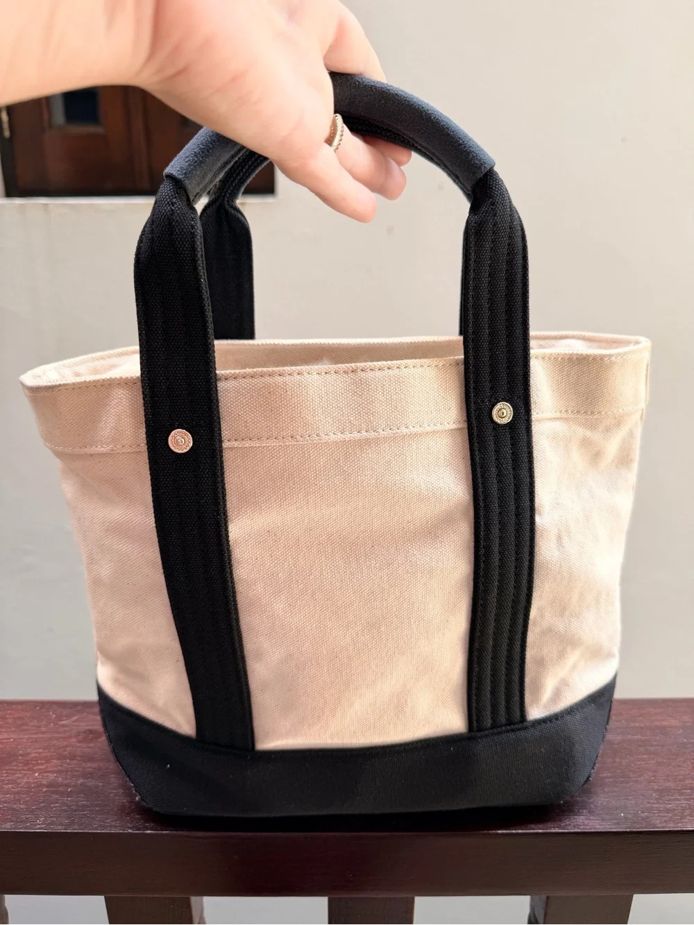 Beverly Hills Polo Club Black & Cream Canvas Tote Bag